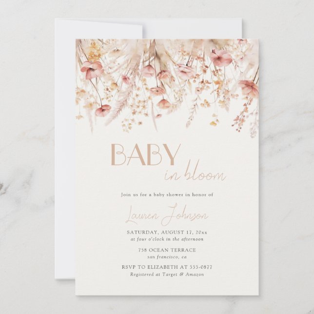Baby in Bloom Autumn Poppies Baby Shower Invitation (Front)