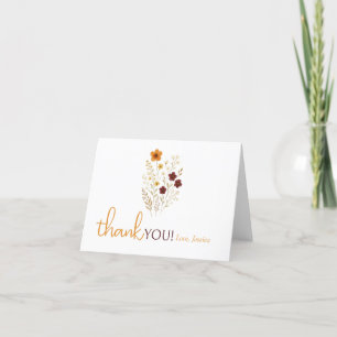 Baby in Bloom Autumn Wildflowers Baby Shower Letterpress Thank You Card