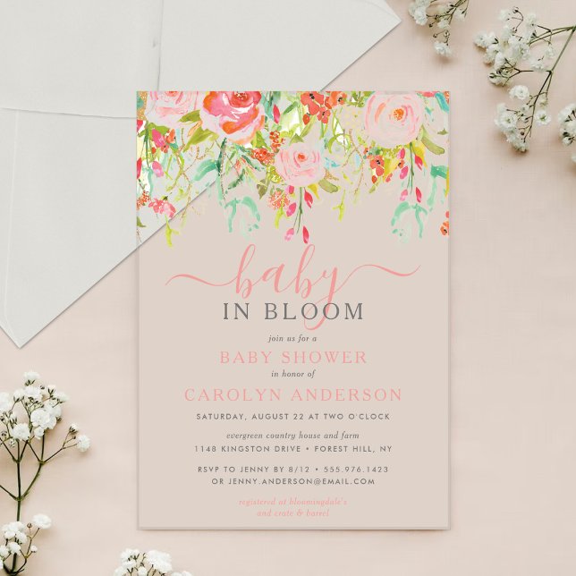 Baby In Bloom Baby Shower Acrylic Invitations (Creator Uploaded)