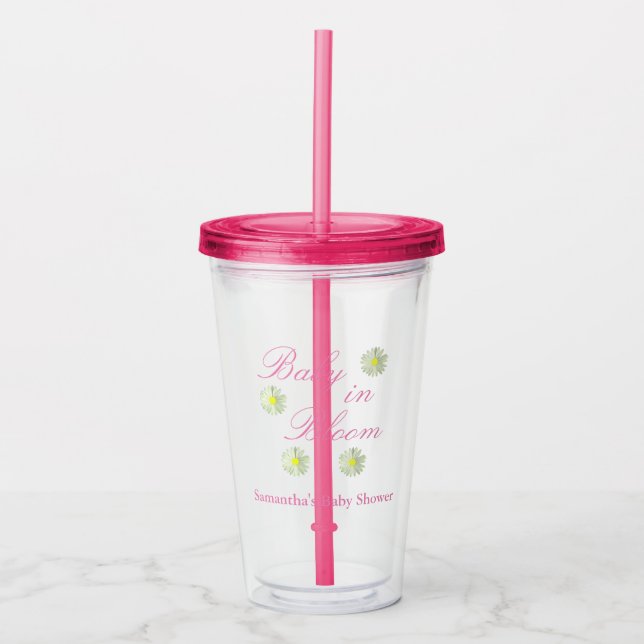 Baby In Bloom Baby Shower Acrylic Tumbler (Front)