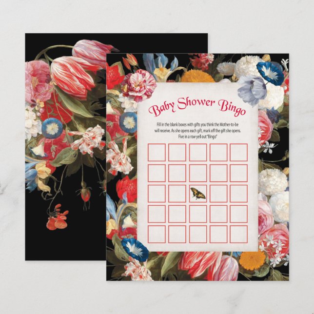 Baby in Bloom Baby Shower Bingo Game (Front/Back)