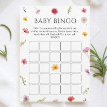 Baby in Bloom Baby Shower Bingo Game Card