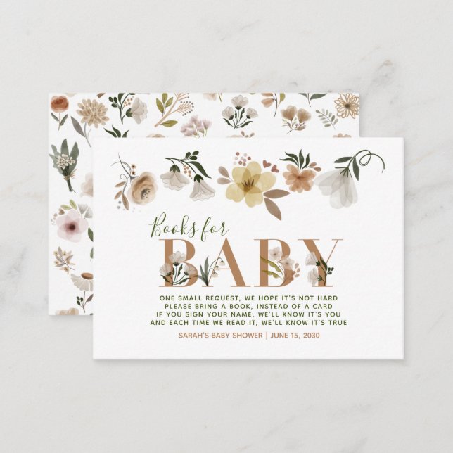 Baby in Bloom Baby Shower Boho Book Request Enclosure Card (Front/Back)
