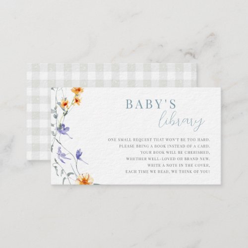 Baby in Bloom Baby Shower Book Request Enclosure Card