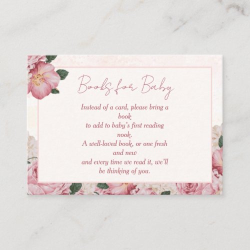 Baby in Bloom Baby Shower Book Request Wording Enclosure Card