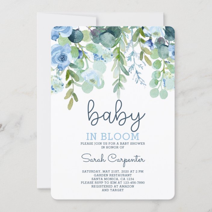 Baby in Bloom baby shower boy Invitation Zazzle