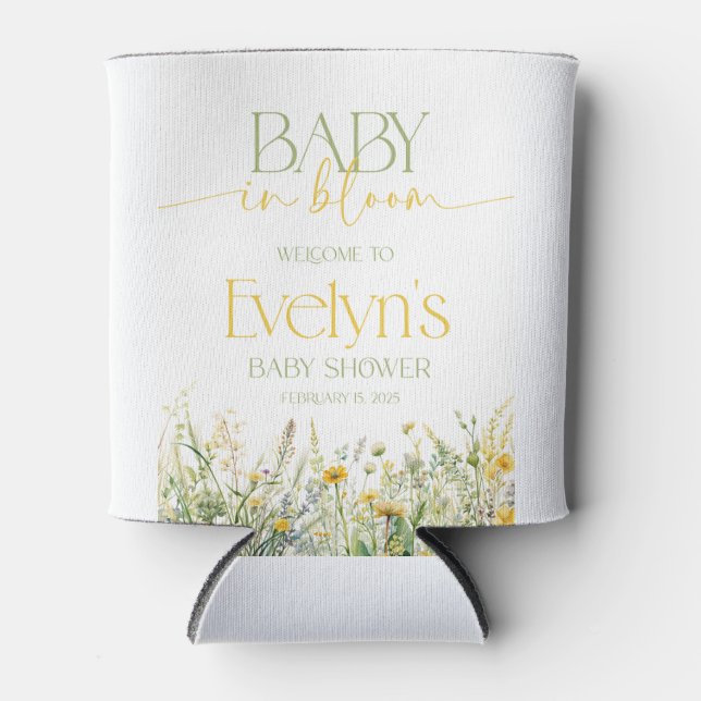 Baby in Bloom baby shower can cooler (Front)