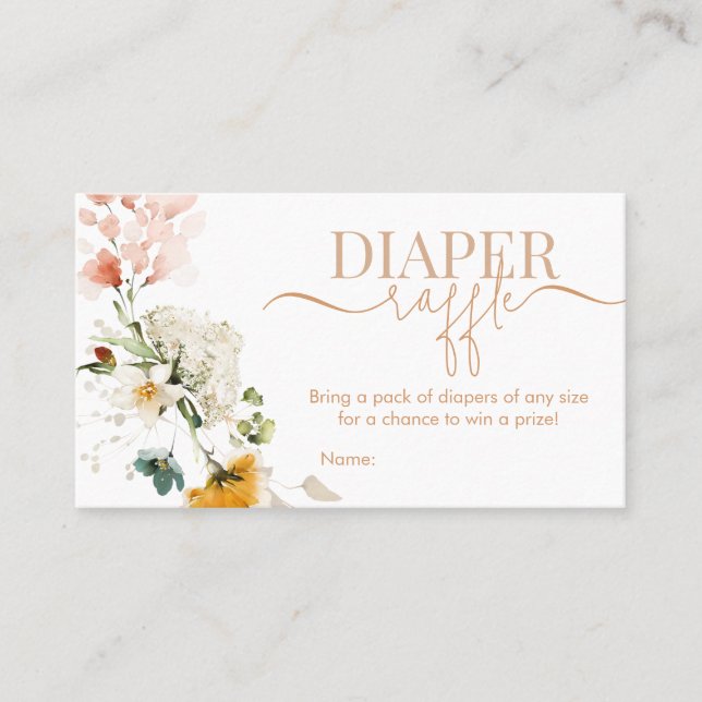 Baby in bloom Baby Shower Diaper Raffle Business Card (Front)