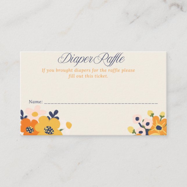 Baby in Bloom Baby Shower Diaper Raffle cards (Front)