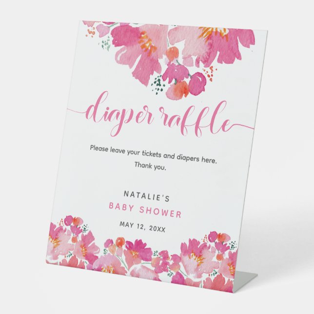 Baby in Bloom Baby Shower Diaper Raffle Sign (Front)