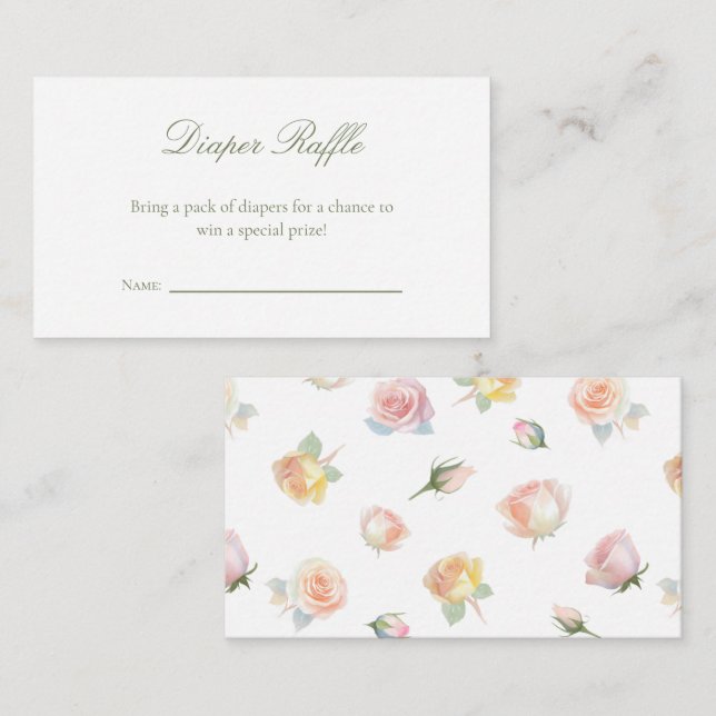 Baby in Bloom Baby Shower Diaper Raffle Ticket Enclosure Card (Front/Back)