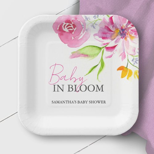 Baby in Bloom Baby Shower Disposable Paper Plates