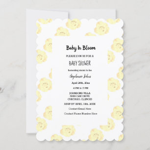 Baby In Bloom Baby Shower Elegant Rose Floral Cute Invitation