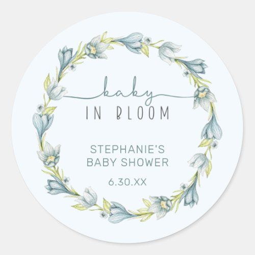 Baby in Bloom Baby Shower Favor Classic Round Sticker