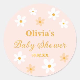 Baby In Bloom Baby Shower Favor Classic Round Sticker