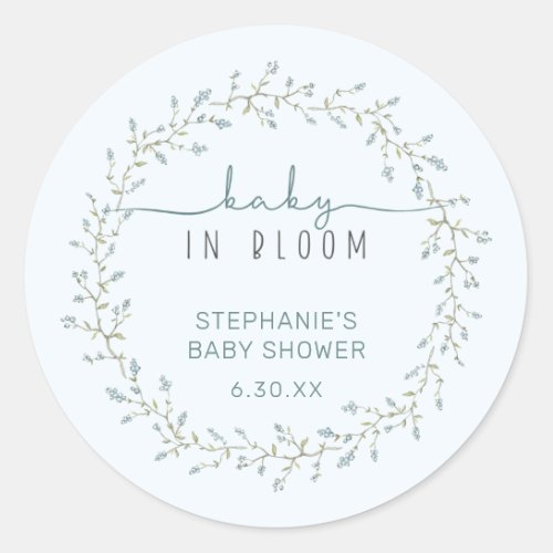 Baby in Bloom Baby Shower Favor Classic Round Sticker