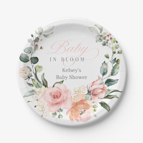 Baby In Bloom Baby Shower Floral Paper Plates