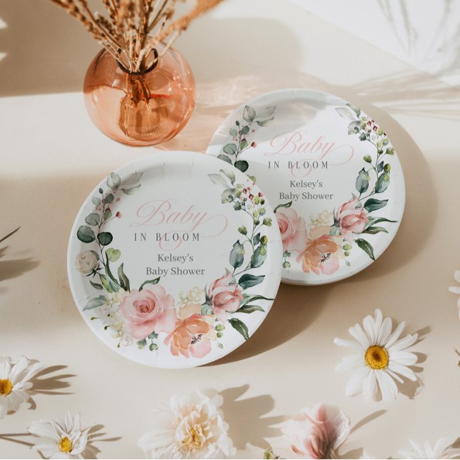 Baby In Bloom Baby Shower Floral Paper Plates (baby in bloom baby shower plates and decorations)