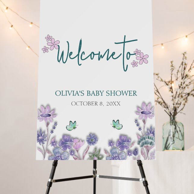 Baby In Bloom Baby Shower Floral Welcome Sign (In Situ (Stand))
