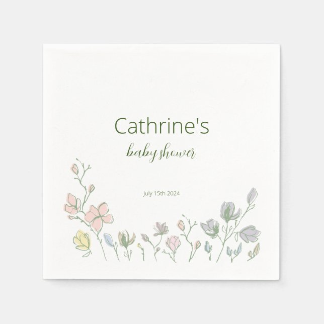 Baby in Bloom Baby Shower Gender Neutral Napkins (Front)