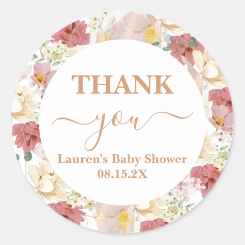 Baby in Bloom Baby Shower Girl Classic Round Sticker