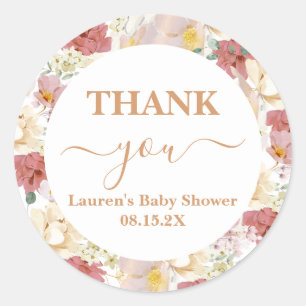 Baby in Bloom Baby Shower Girl Classic Round Sticker