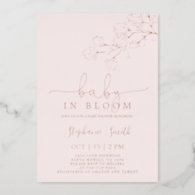 Baby In Bloom Baby Shower Girl Foil Invitation