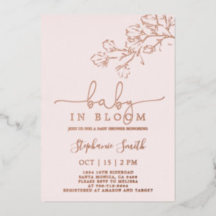 Baby In Bloom Baby Shower Girl Foil Invitation
