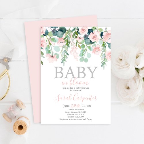 Baby in Bloom Baby Shower Girl Invitation