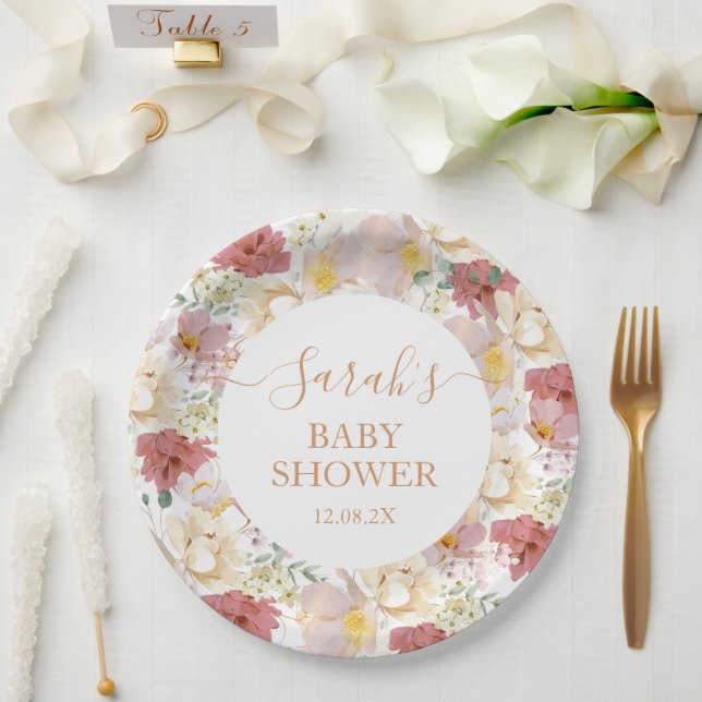 Baby in Bloom Baby Shower Girl Paper Plates (Wedding)