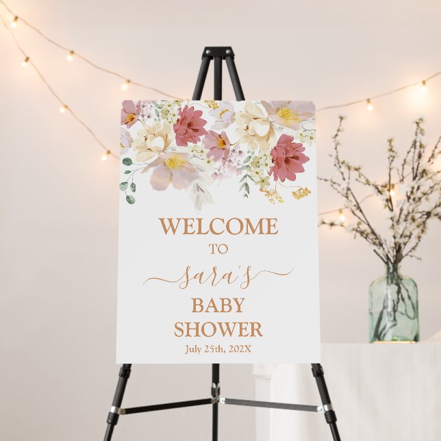 Baby in Bloom Baby Shower Girl Welcome sign (In Situ (Stand))