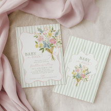 Baby in Bloom Baby Shower Green Pink Floral 