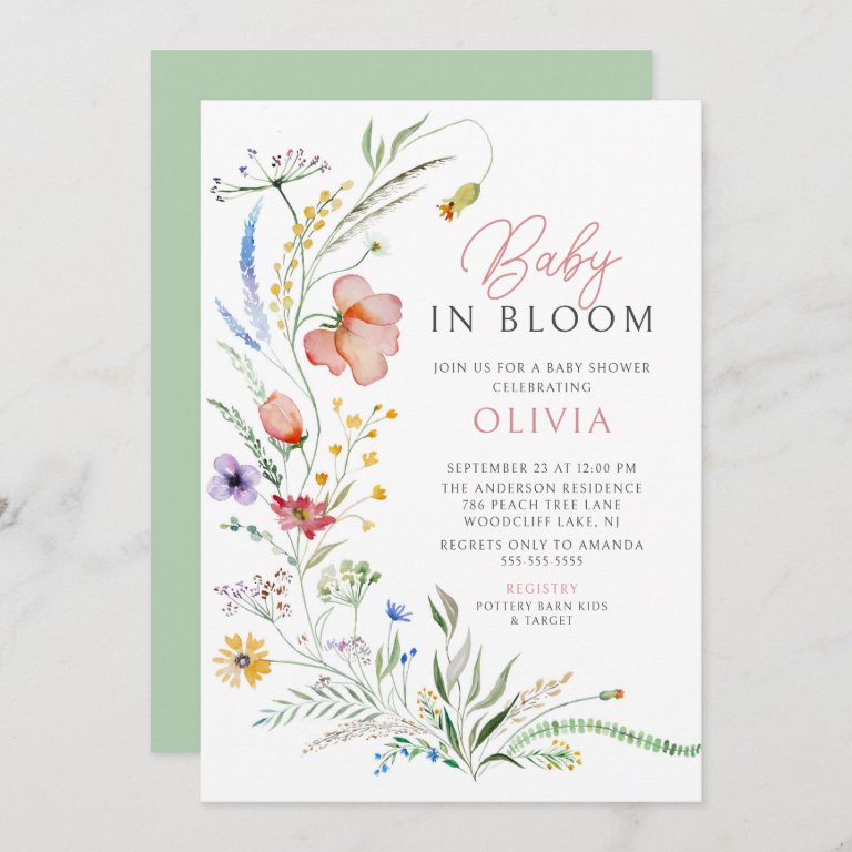 Baby In Bloom Baby Shower Invitation