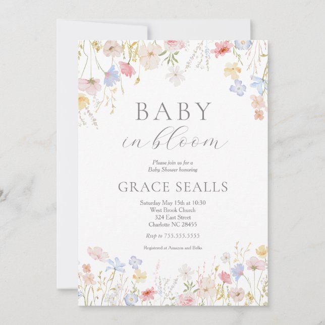 baby in Bloom Baby Shower Invitation (Front)