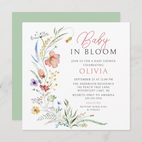 Baby In Bloom Baby Shower Invitation