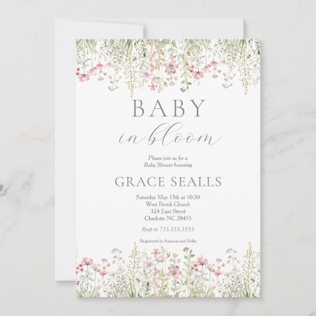 baby in Bloom Baby Shower Invitation (Front)