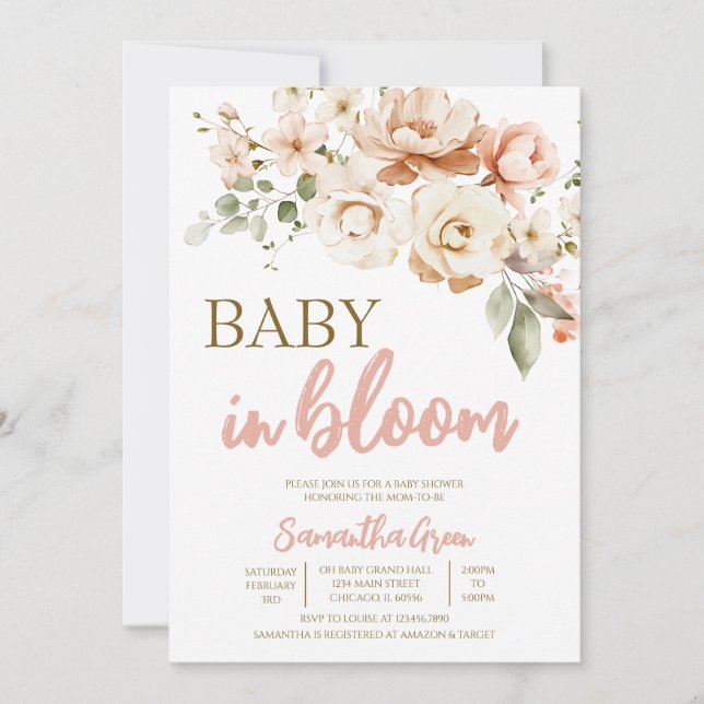 Baby in Bloom Baby Shower Invitation (Front)
