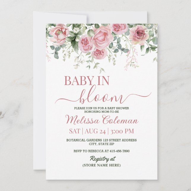  Baby In Bloom Baby Shower  Invitation (Front)