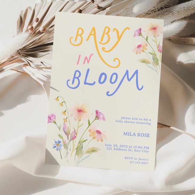 Baby in Bloom Baby Shower Invitation (baby in bloom invitation, baby shower invitation, floral baby shower invite, garden baby shower, spr)