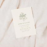 Baby in Bloom Baby Shower Invitation<br><div class="desc">If you love classic, this simple and welcoming style invitation is right for you. The invitation features an elegant design, with a beige background with delicate party details beautifully scripted in a green text exuding an air of sophistication. Welcome guests to your party in style. Background color and text is...</div>