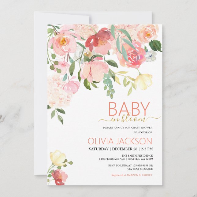 Baby in Bloom Baby Shower invitation (Front)