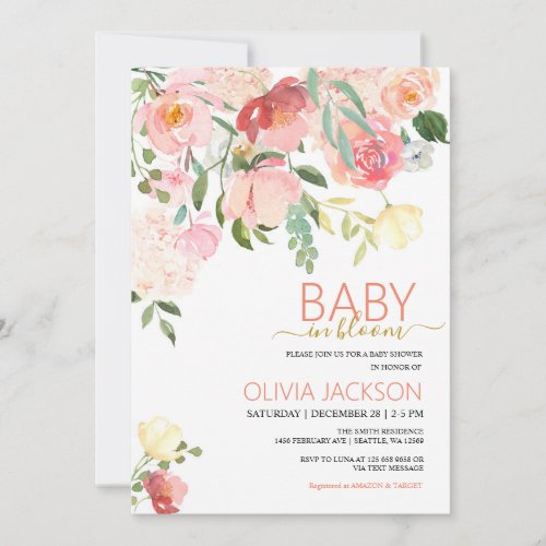 Baby in Bloom Baby Shower invitation
