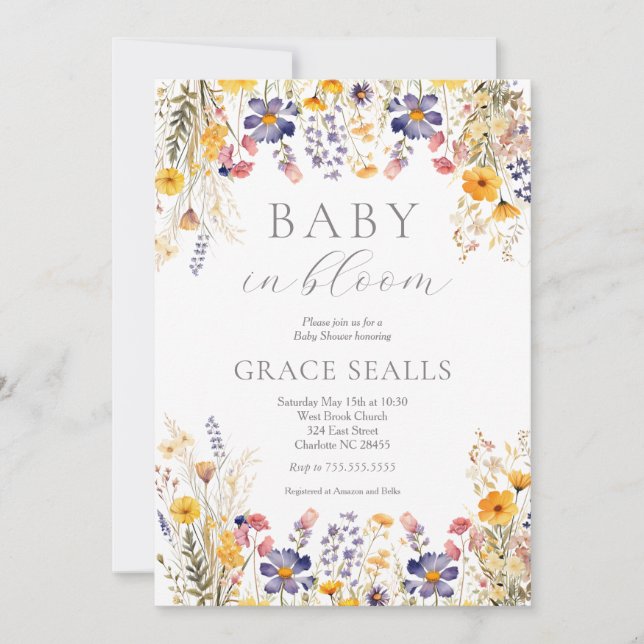 baby in Bloom Baby Shower Invitation (Front)
