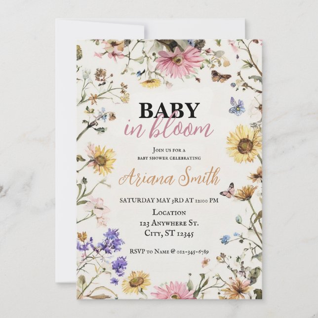 Baby in Bloom Baby Shower Invitation (Front)