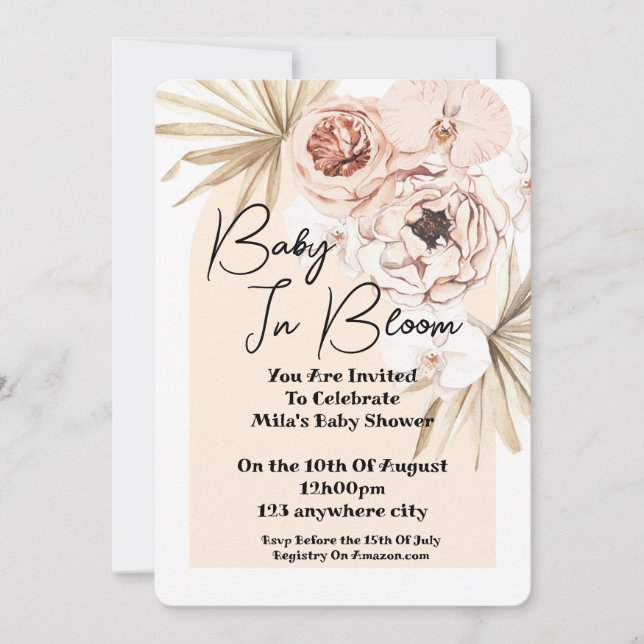 Baby In Bloom Baby Shower invitation card (Front)