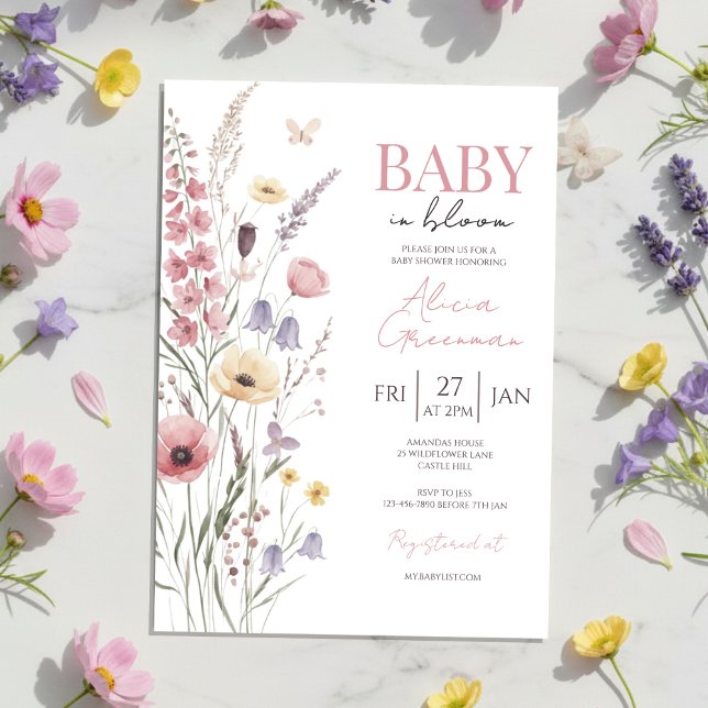 Baby in Bloom Baby Shower Invitation Wildflowers (Creator Uploaded)