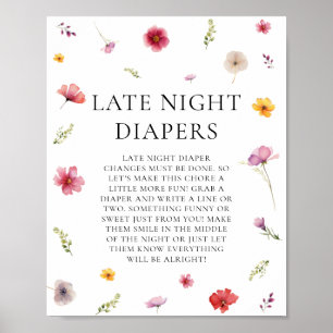Baby in Bloom Baby Shower Late Night Diapers Game Poster
