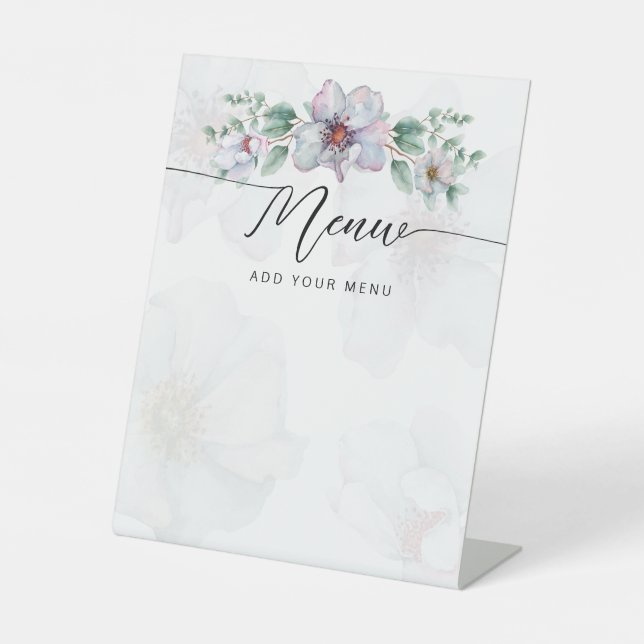 Baby in bloom Baby Shower Menu Pedestal Sign (Front)