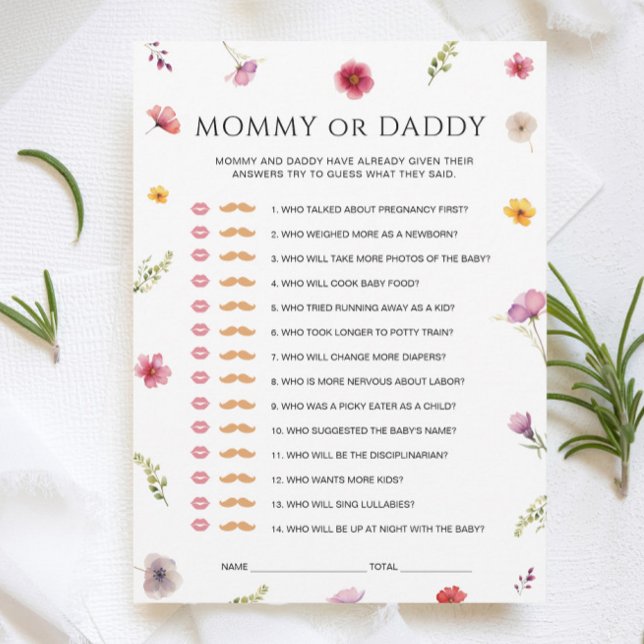 Baby in Bloom Baby Shower Mommy or Daddy Game Card (Creator Uploaded)