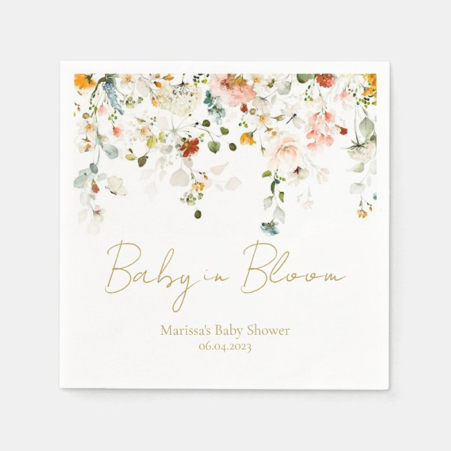 Baby in Bloom Baby Shower Napkins (Front)